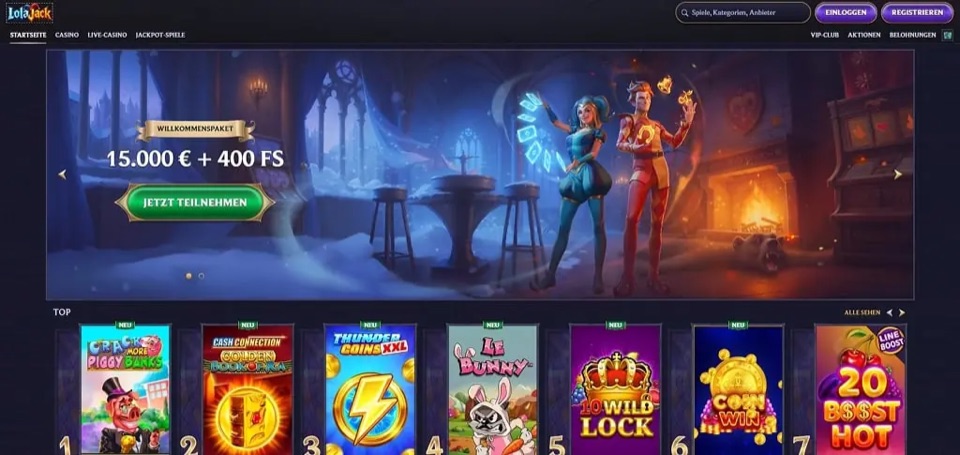 LolaJack casino homepage